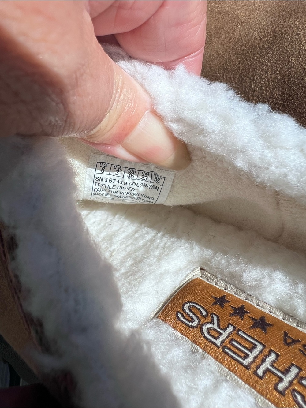 Skechers Brown Faux-Suede Slip-On Clogs with White Sherpa Trim - Picture 14 of 14